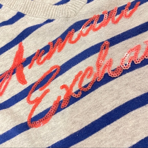 A/X Armani Exchange Y2K Sequin Striped Sweater Grey Blue - Picture 8 of 13